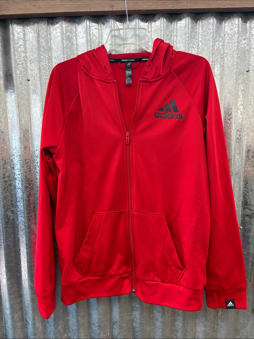 adidas Men Red Full-Zip Hooded Jacket